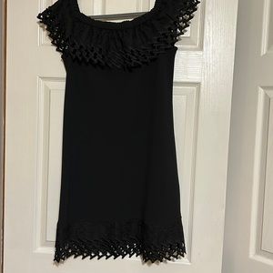 Laser cut cold shoulder dress